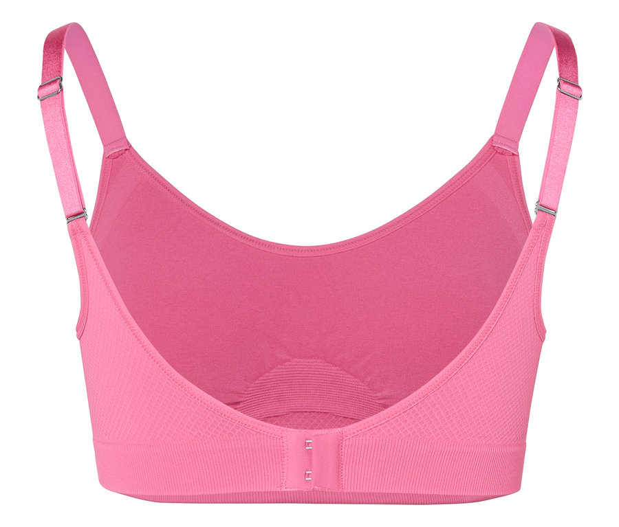 Detail der Rückseite eines rosa BHs.