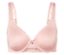 Detailaufnahme eines rosa BHs mit Spitze und Schleife in der Mitte.