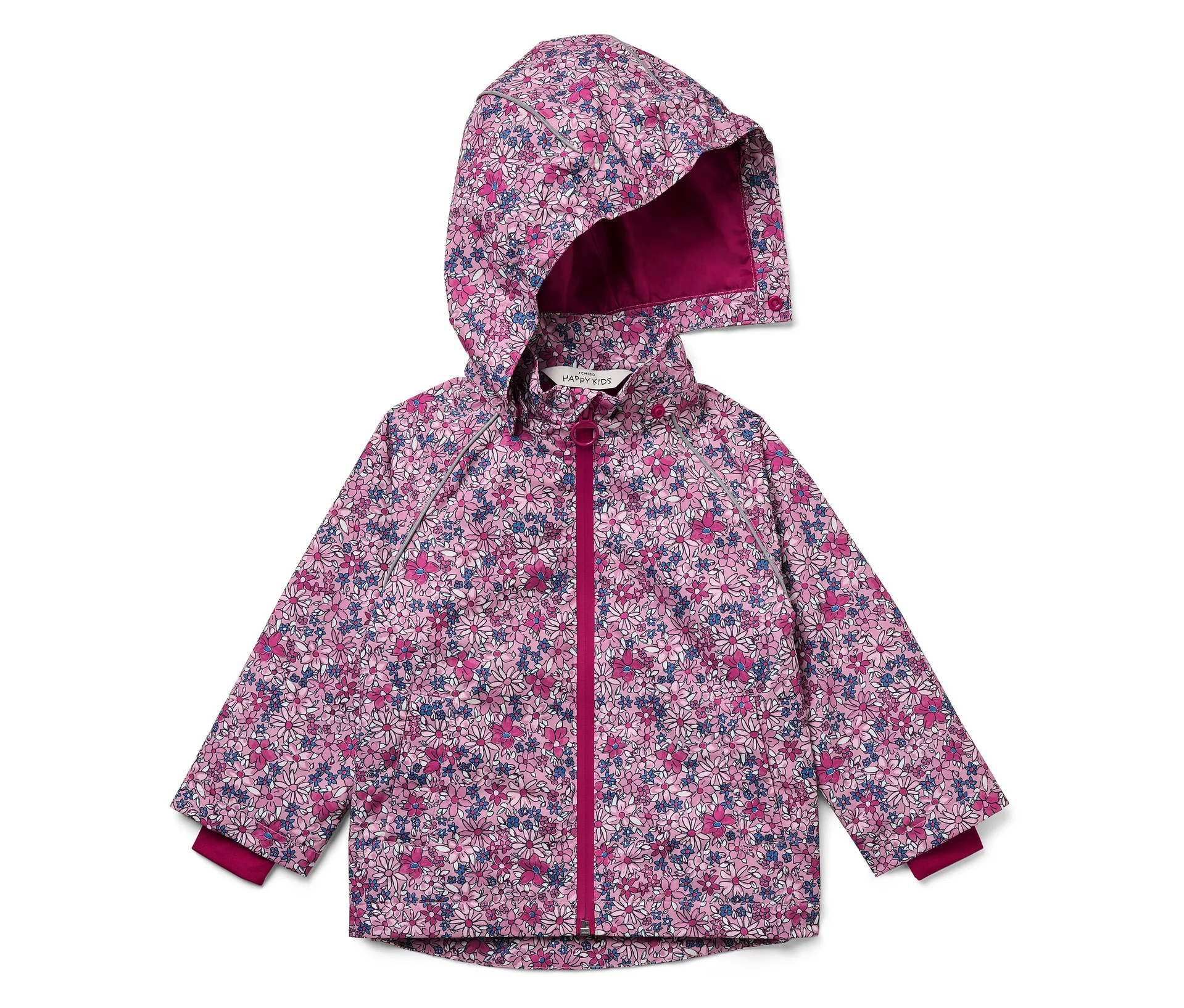 Tchibo - Kinder-Thermo-Regenjacke mit Fleecefutter - Gr. 98/104 - rosa/geblümt