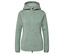 Hellgrüne Fleecejacke mit Kapuze und Reißverschluss in der Mitte.