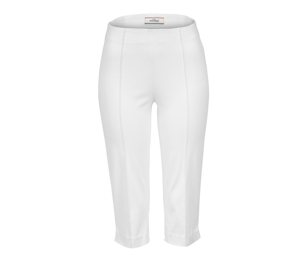 Weiße 3/4-Stretchhose.