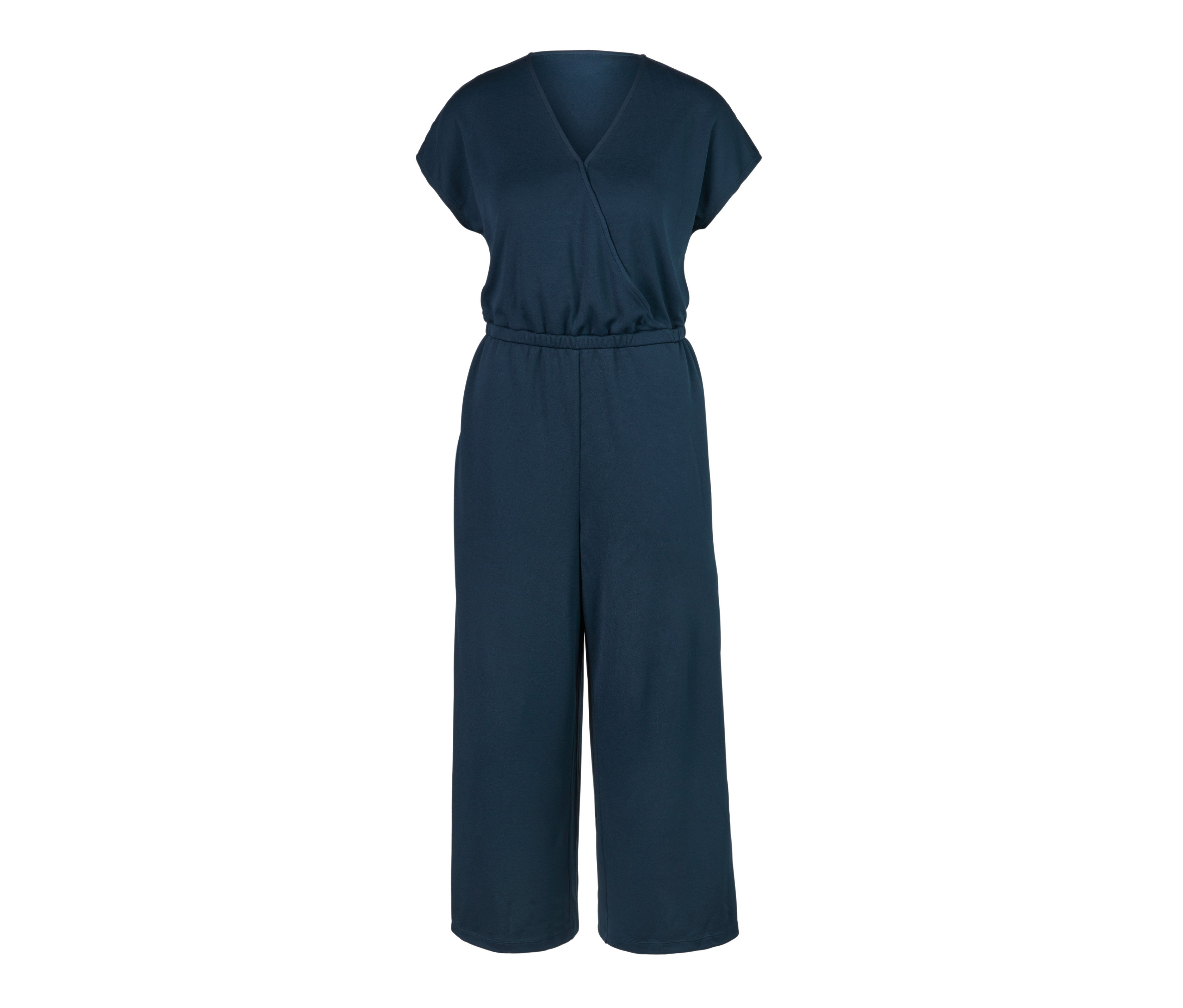 Marineblauer Jumpsuit mit weitem Bein.