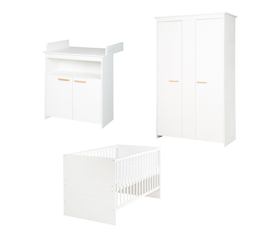 roba »Anton« Kinderzimmerset Bett, Wickelkommode und Schrank in Weiß.
