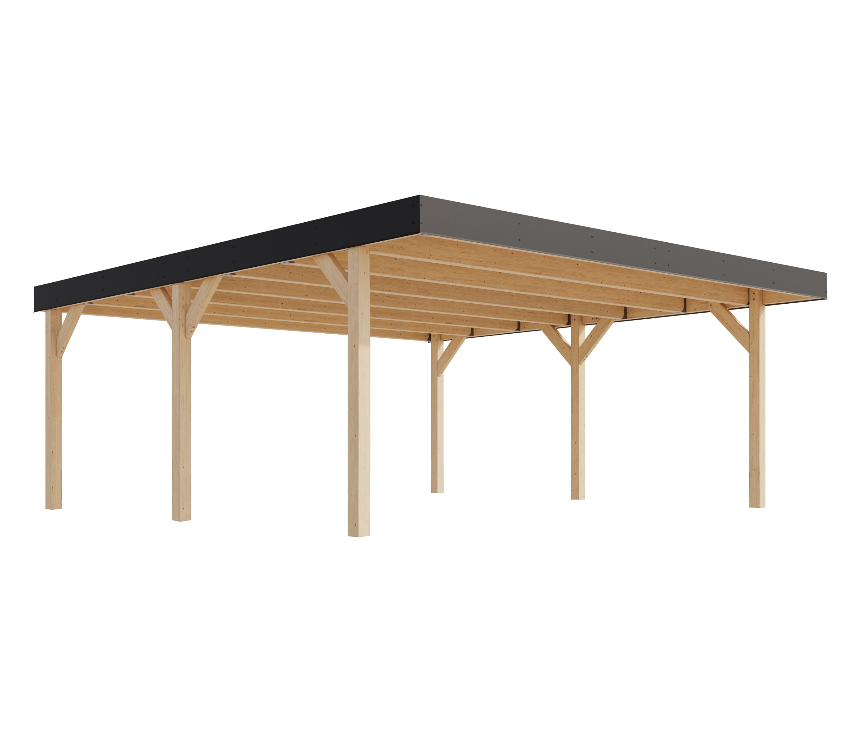 Karibu Doppel-Carport - 552x487x246,5cm - braun - - Holz