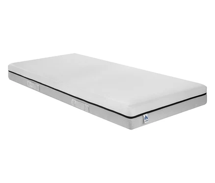 Eine Irisette Wendematratze Hybridschaum Smart, 100 x 200 cm, liegt auf einem weißen Hintergrund.