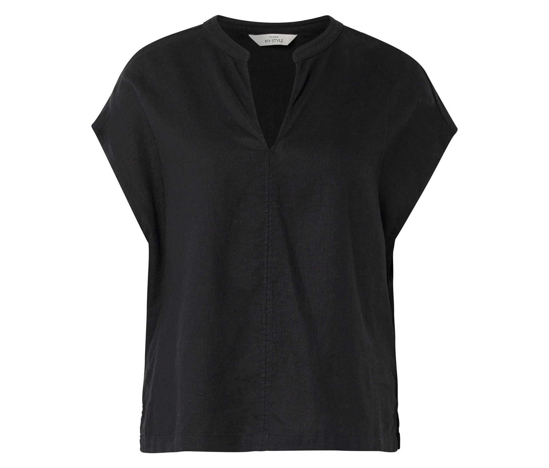 Leinenbluse - Damen - Gr. 42 - schwarz - schwarz