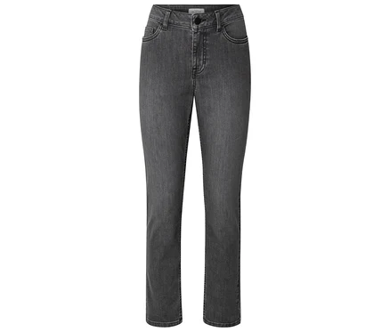 Graue Jeans mit geradem Bein und Taschen vorne und hinten.