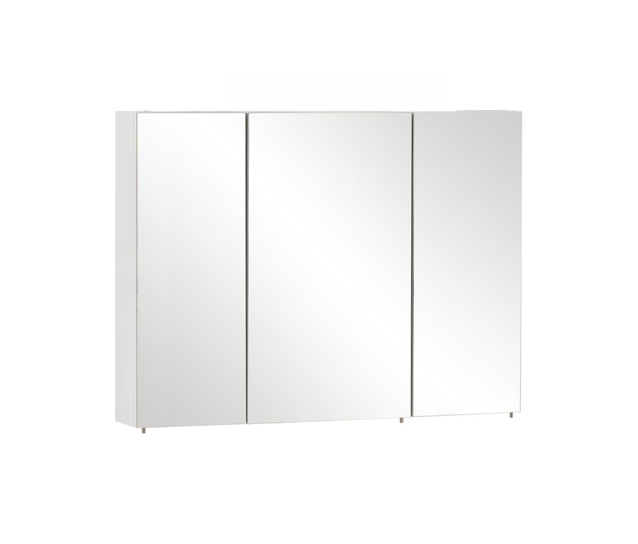 Weißer Spiegelschrank "Basic", 100 cm, mit drei Spiegeltüren.