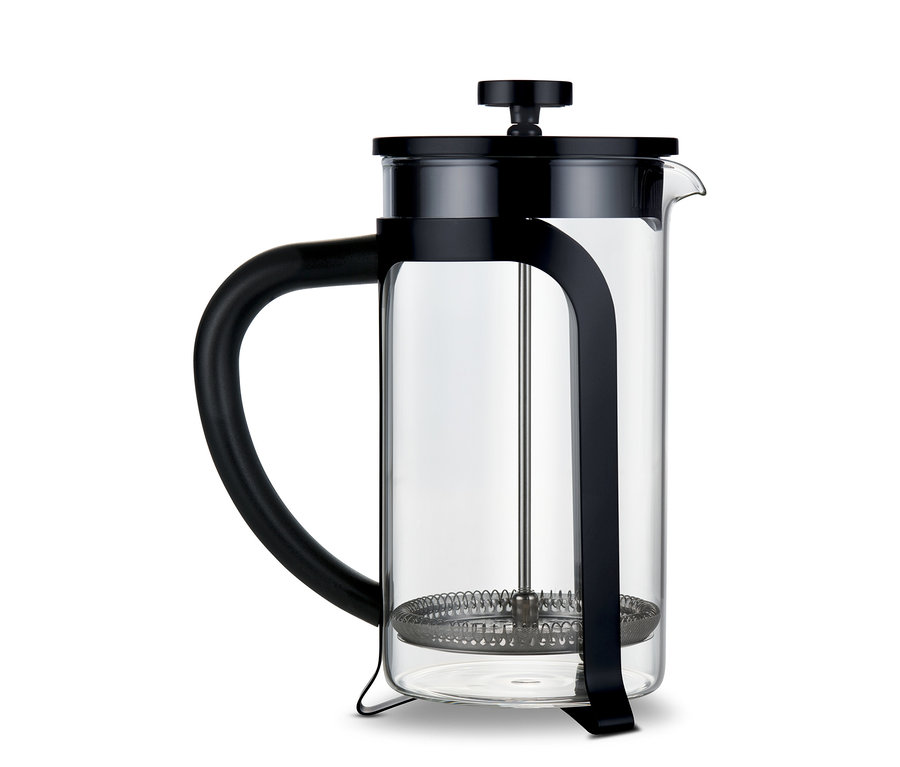 Schwarze Siebstempelkanne 800 ml, 6 Tassen.