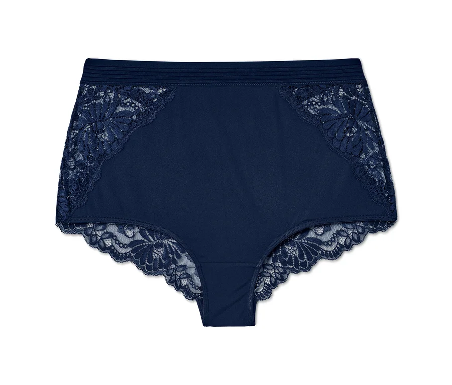 Blaue Spitzen-Panty.