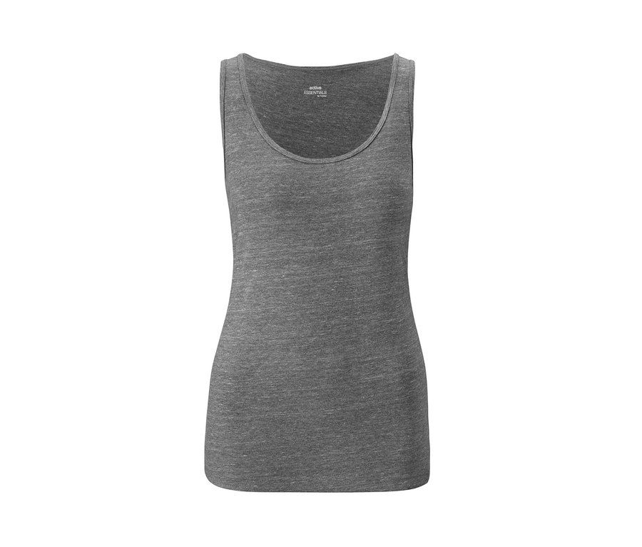 Graues Tanktop auf weißem Hintergrund.