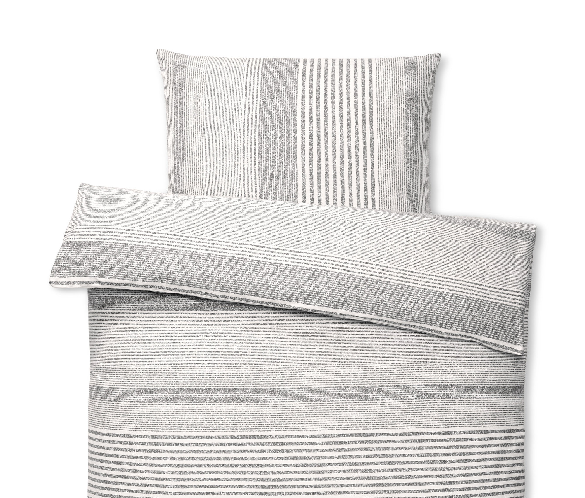 Gestreifte Jersey-Bettwäsche in Normalgröße.