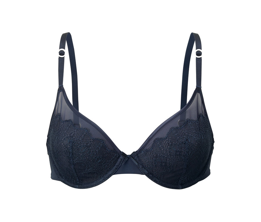 Detailaufnahme eines schwarzen Bügel-BHs.