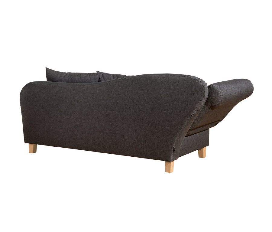 Detailaufnahme der grauen Max-Winzer®-Recamiere »Saturn« mit Stauraum und Holzfüßen.