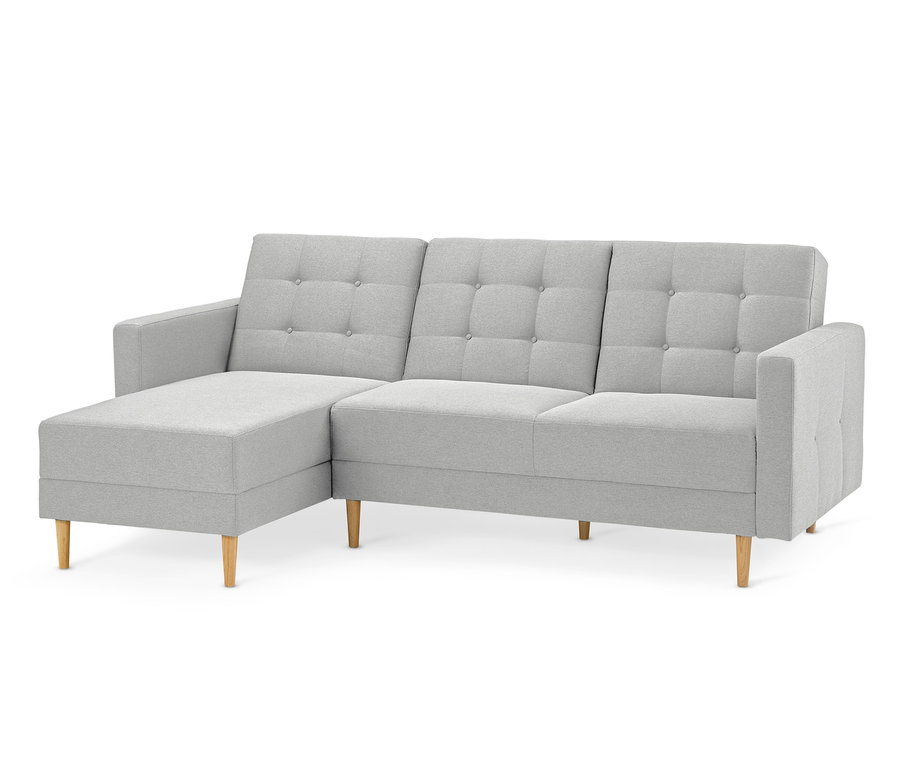 Hellgraues Federkern-Eckschlafsofa »Just Relax« mit Stauraumbank.