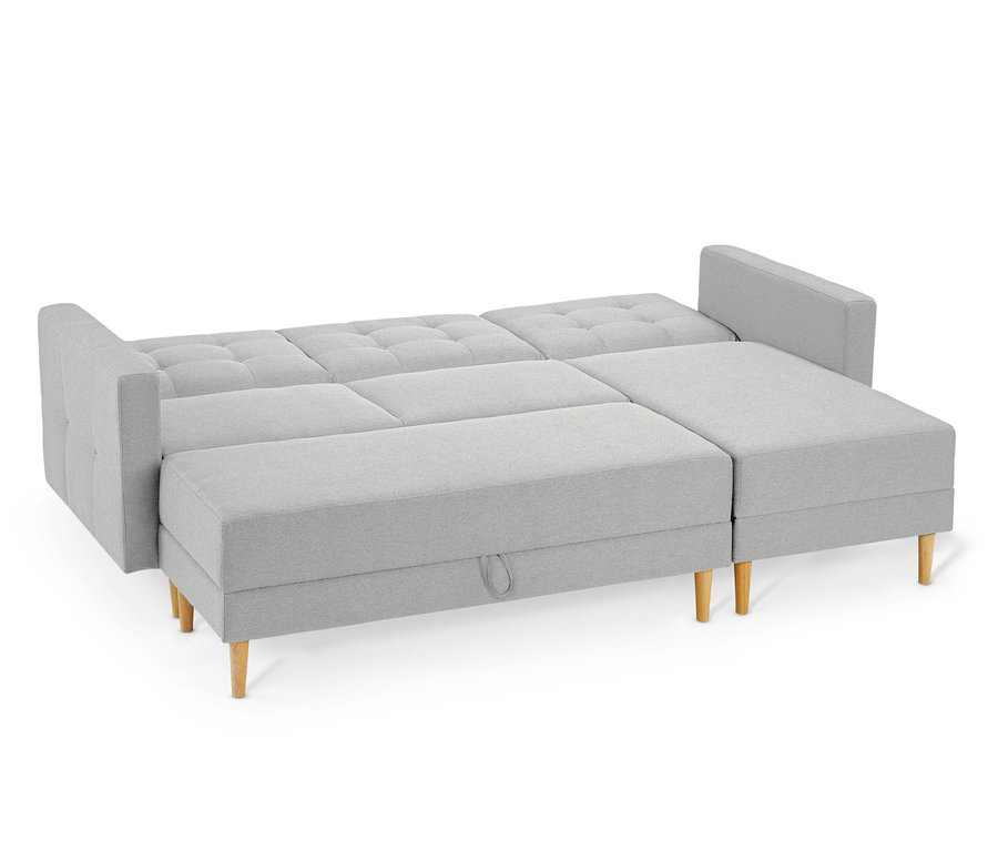 Hellgraues Federkern-Eckschlafsofa »Just Relax« mit Stauraumbank.
