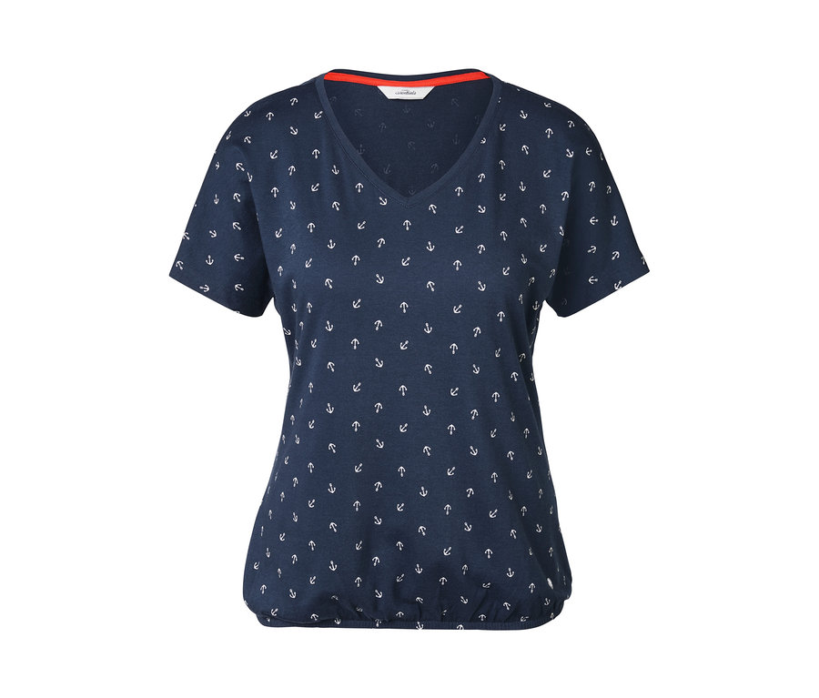Marineblaues Kurzarmshirt mit Ankerprint.
