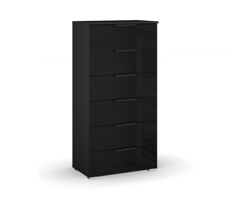 Schwarze Kommode Rauch BLACK 20UP mit 6 Schubladen.