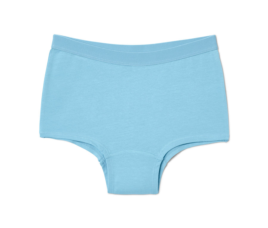 Ein hellblauer Mädchen-Panty, einzeln aus einem 7er-Pack.