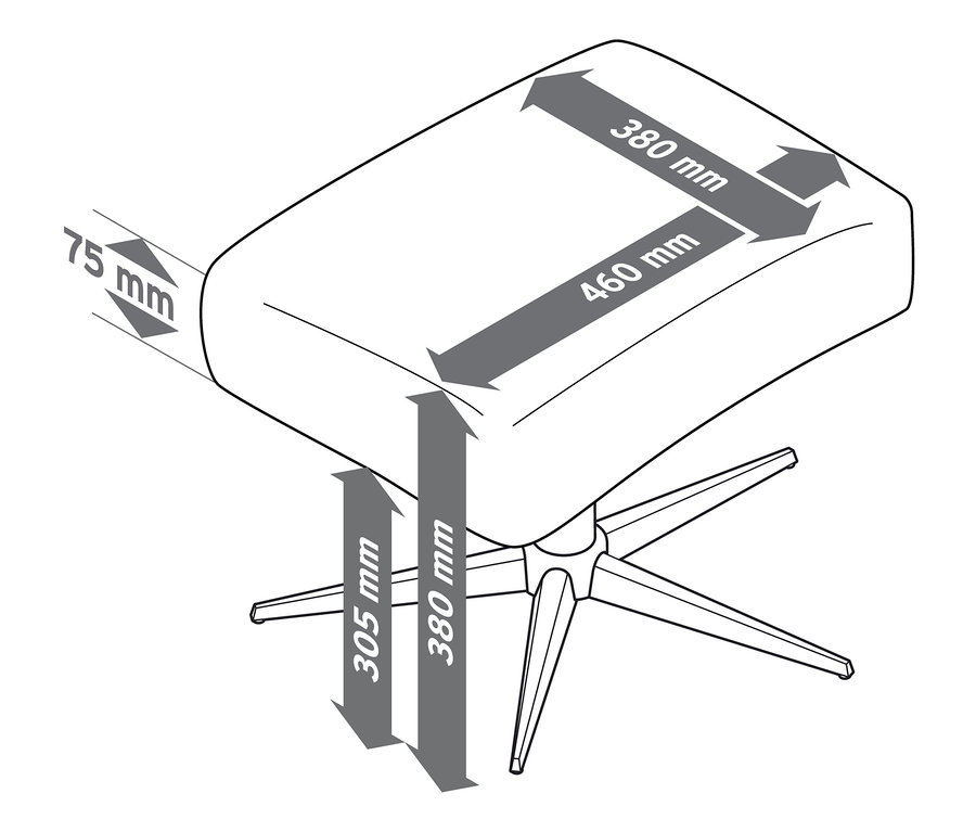 Abmessungen des Design-Sessels.