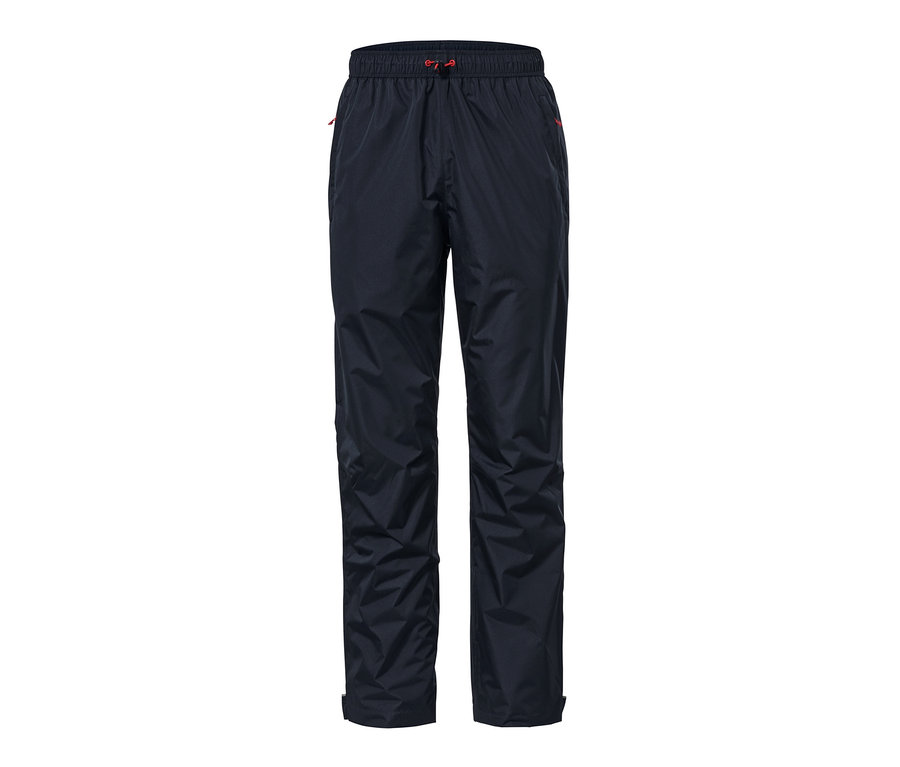 Eine dunkelblaue Unisex-Regenhose.