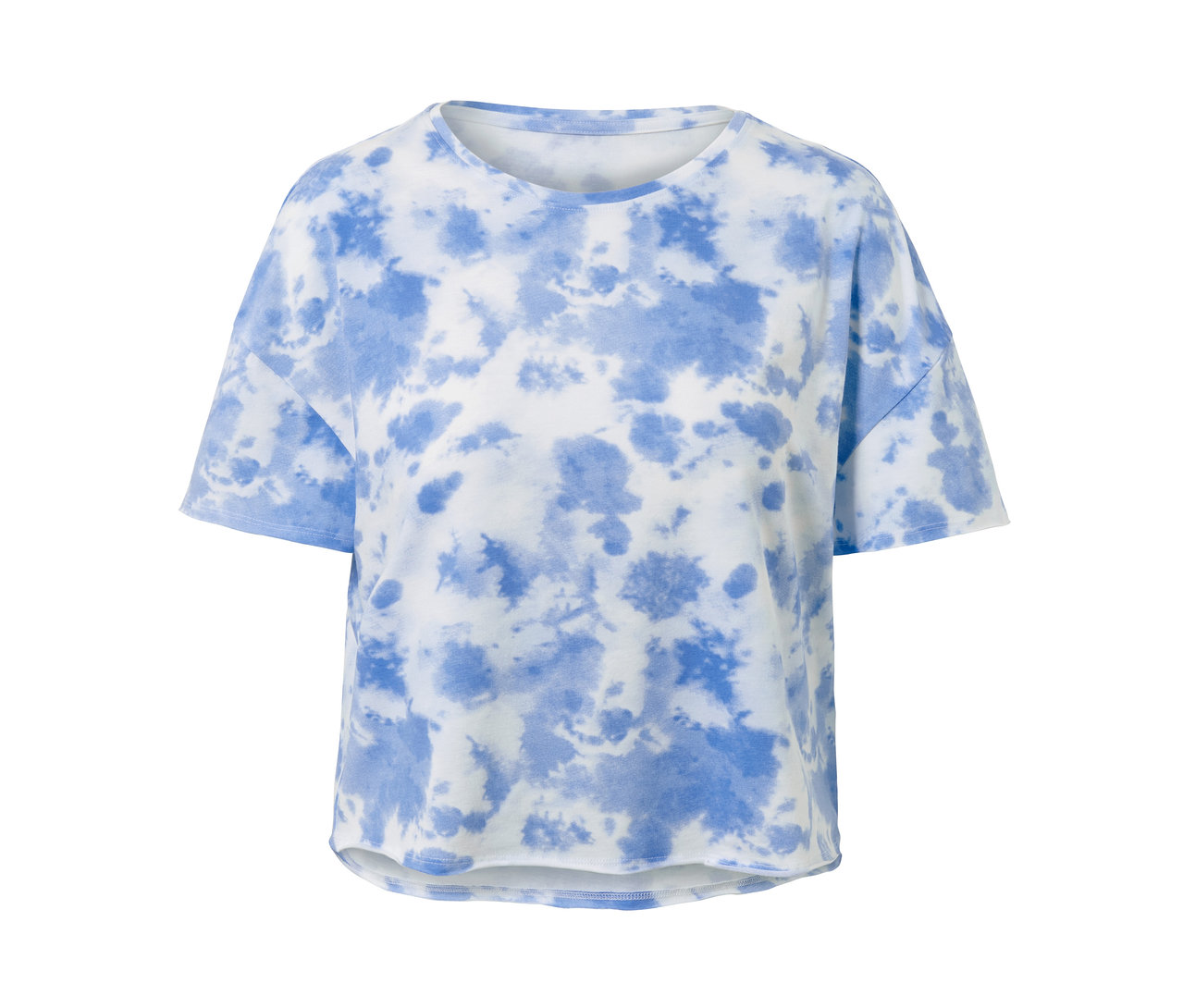 Blaues Batik-T-Shirt, Teil eines Relax-Shortys.