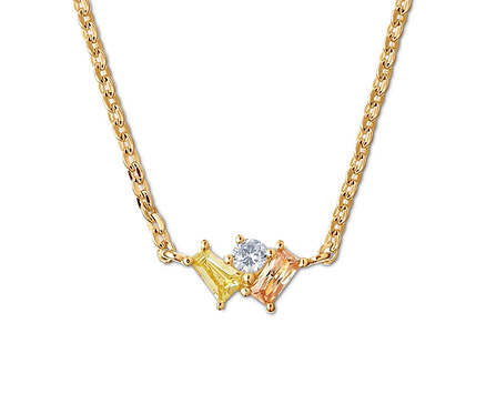 Goldene Kette mit bunten Zirkonia-Steinen.