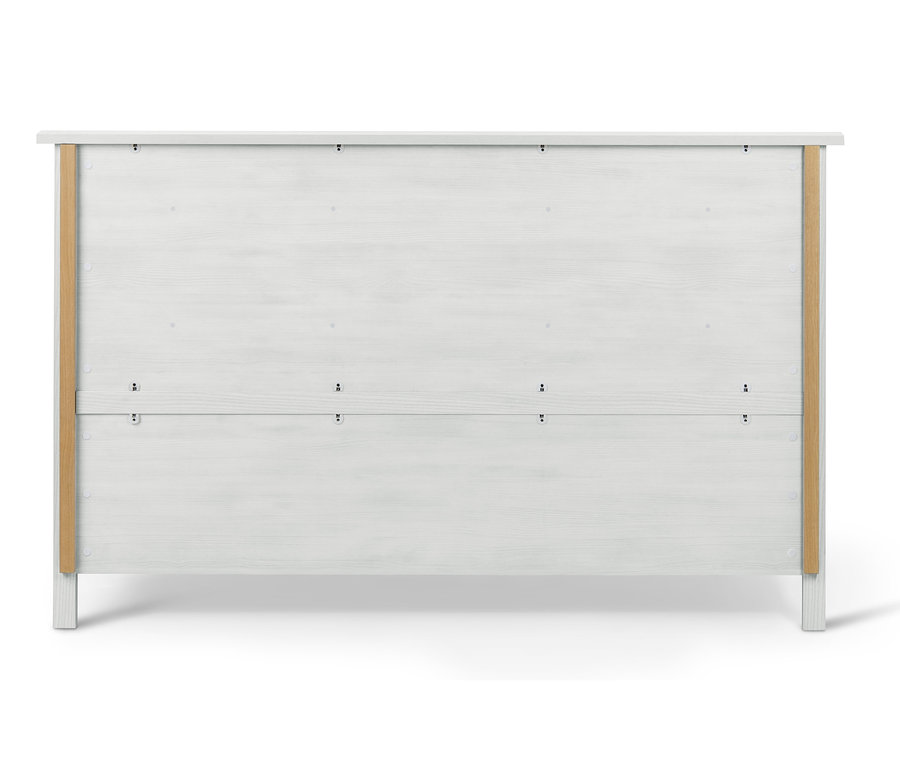 Detail der Rückseite eines Bettes mit gepolstertem Kopfteil, ca. 180 x 200 cm.