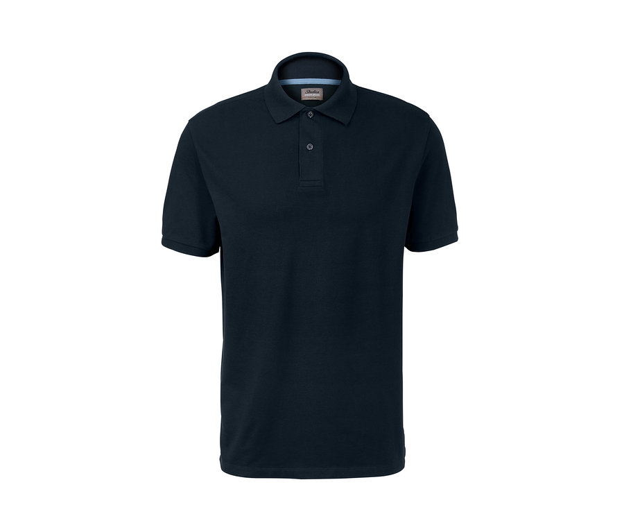 Dunkelblaues Piqué-Poloshirt.
