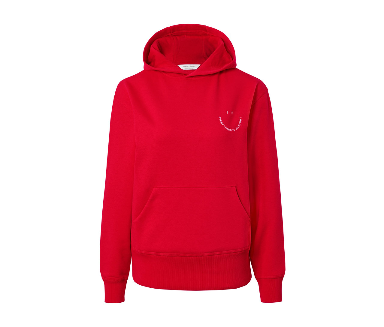 Roter Hoodie.