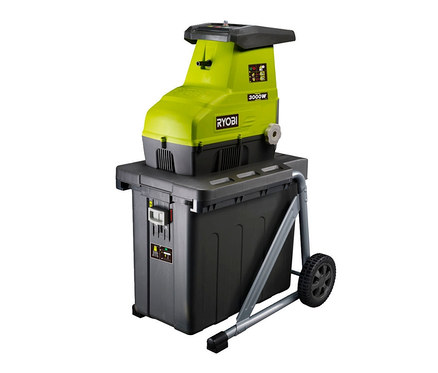 Grüner und grauer Ryobi 3.000 W Elektro-Leisehäcksler »RSH3045U«.