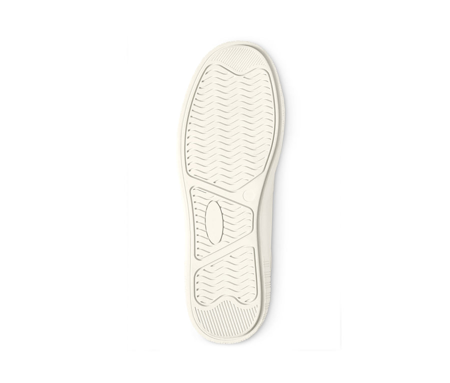Detailansicht der Sohle eines Leder-Sneakers.