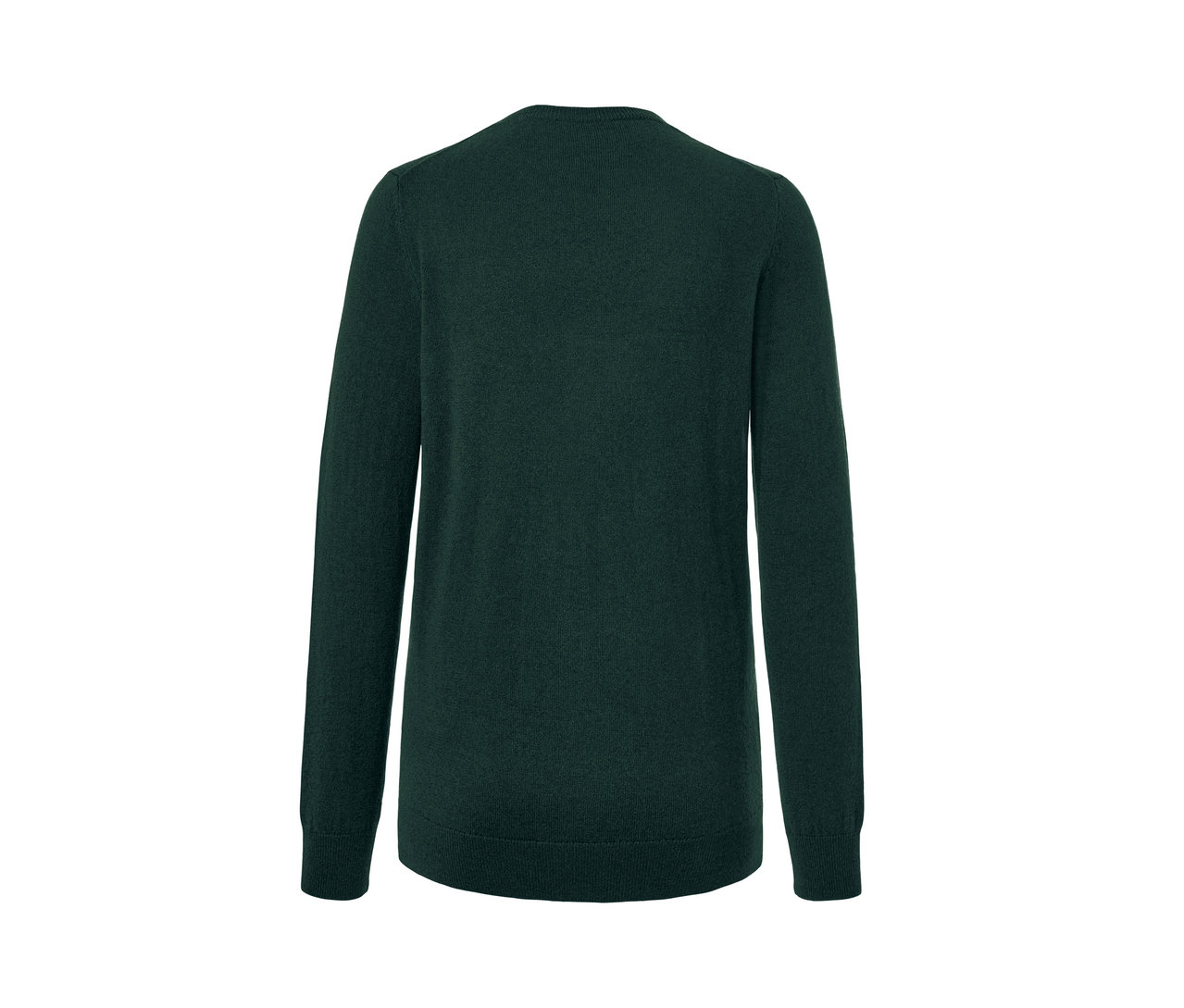 Dunkelgrüner Cashmere-Pullover mit Rundhalsausschnitt.