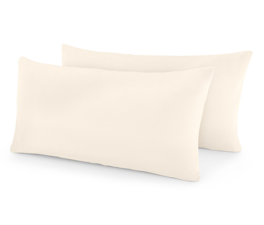 Zwei Jersey-Kopfkissenbezüge, je ca. 80 x 40 cm.
