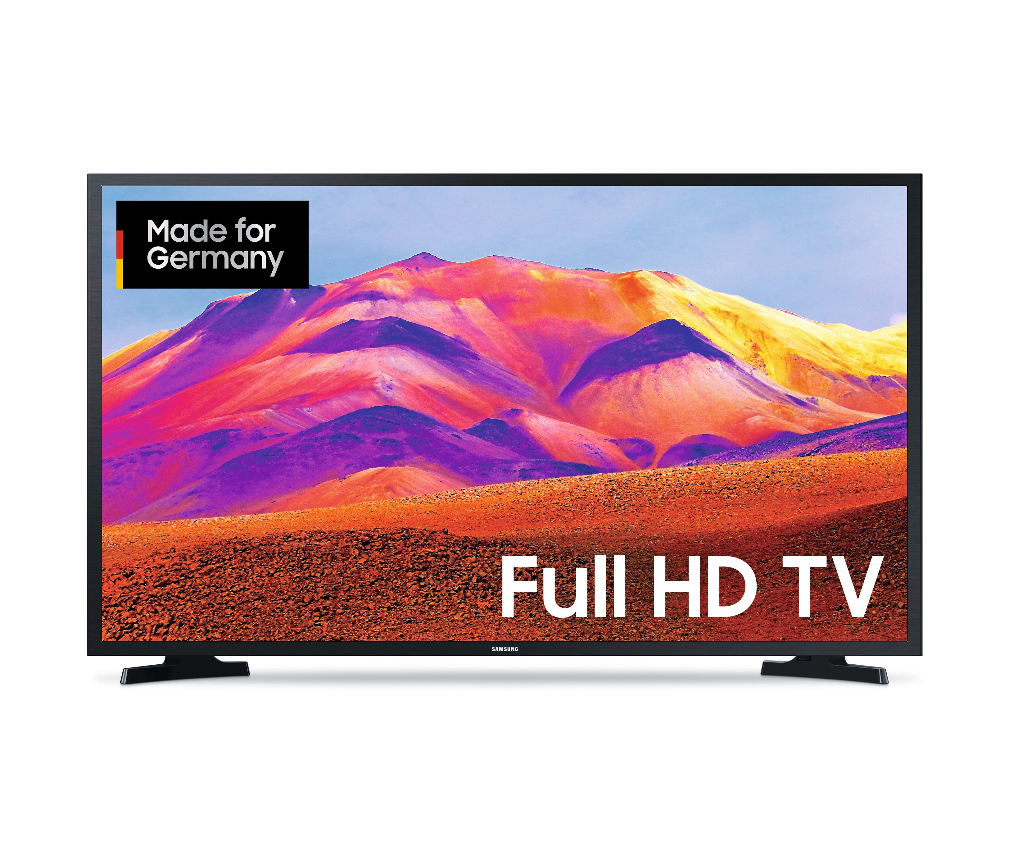 Ein Samsung GU32T5379CDXZG 32" Full-HD-TV zeigt eine farbenfrohe Berglandschaft.