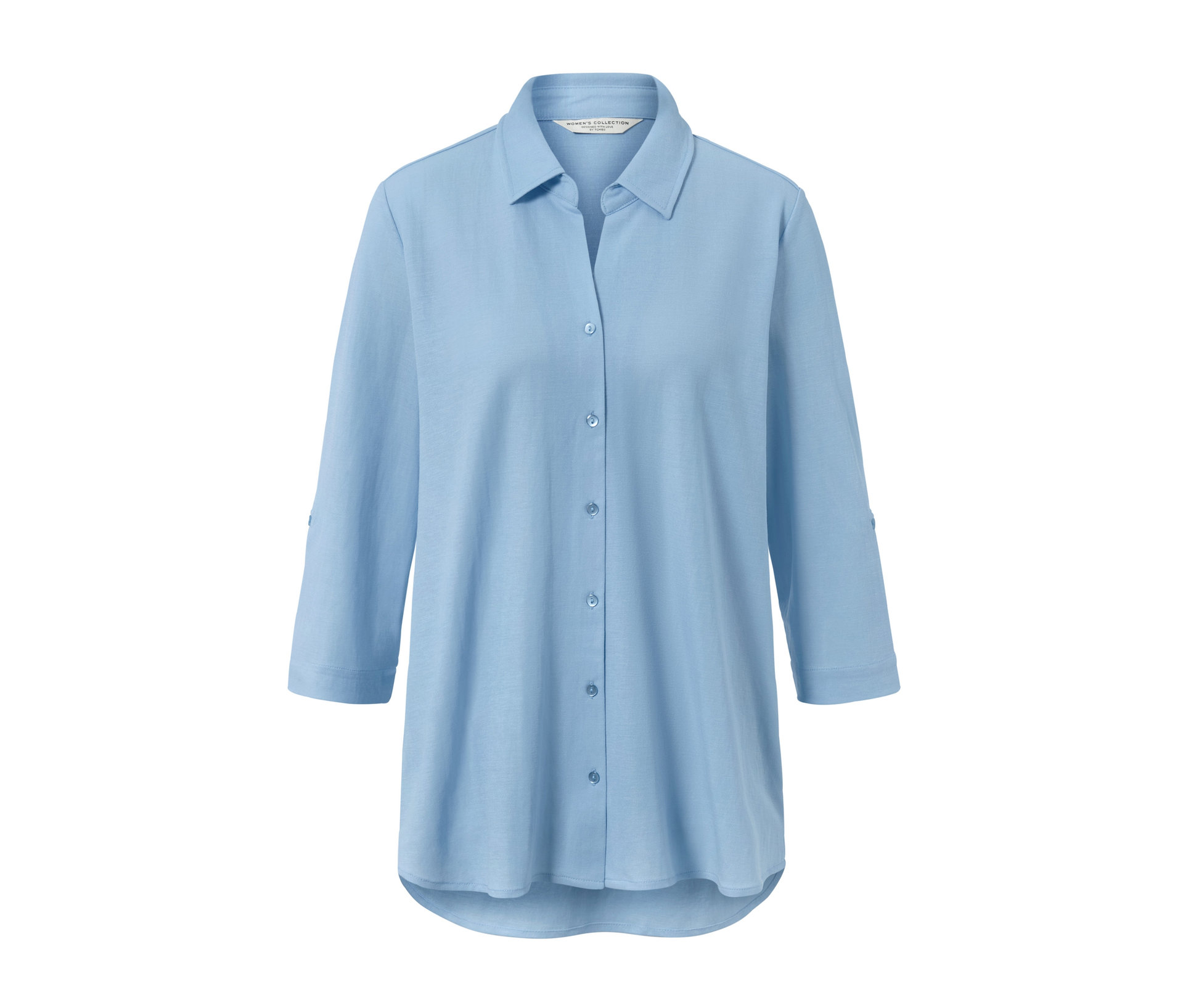 Piqué-Jerseybluse - Damen - Gr. 36 - hellblau - hellblau