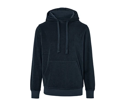 Marineblauer Frottee-Hoodie.