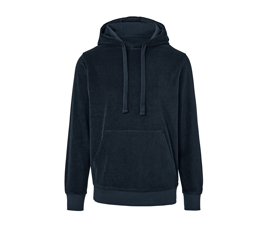 Marineblauer Frottee-Hoodie.