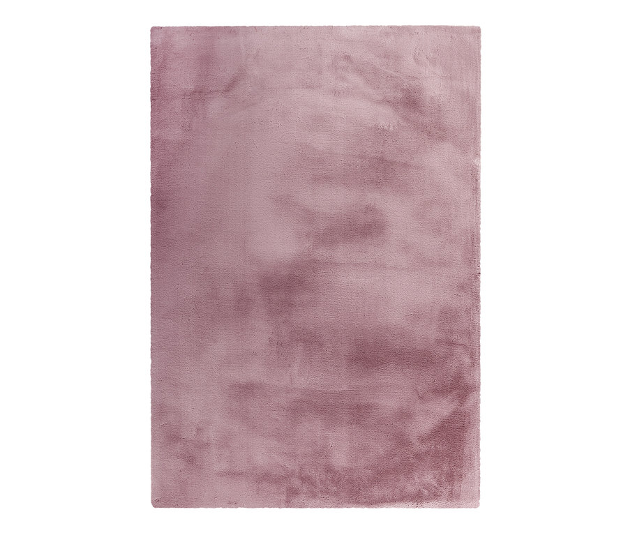 Detailaufnahme eines rosafarbenen, zotteligen Kayoom Hochflorteppichs »Rabbit Light 525«.