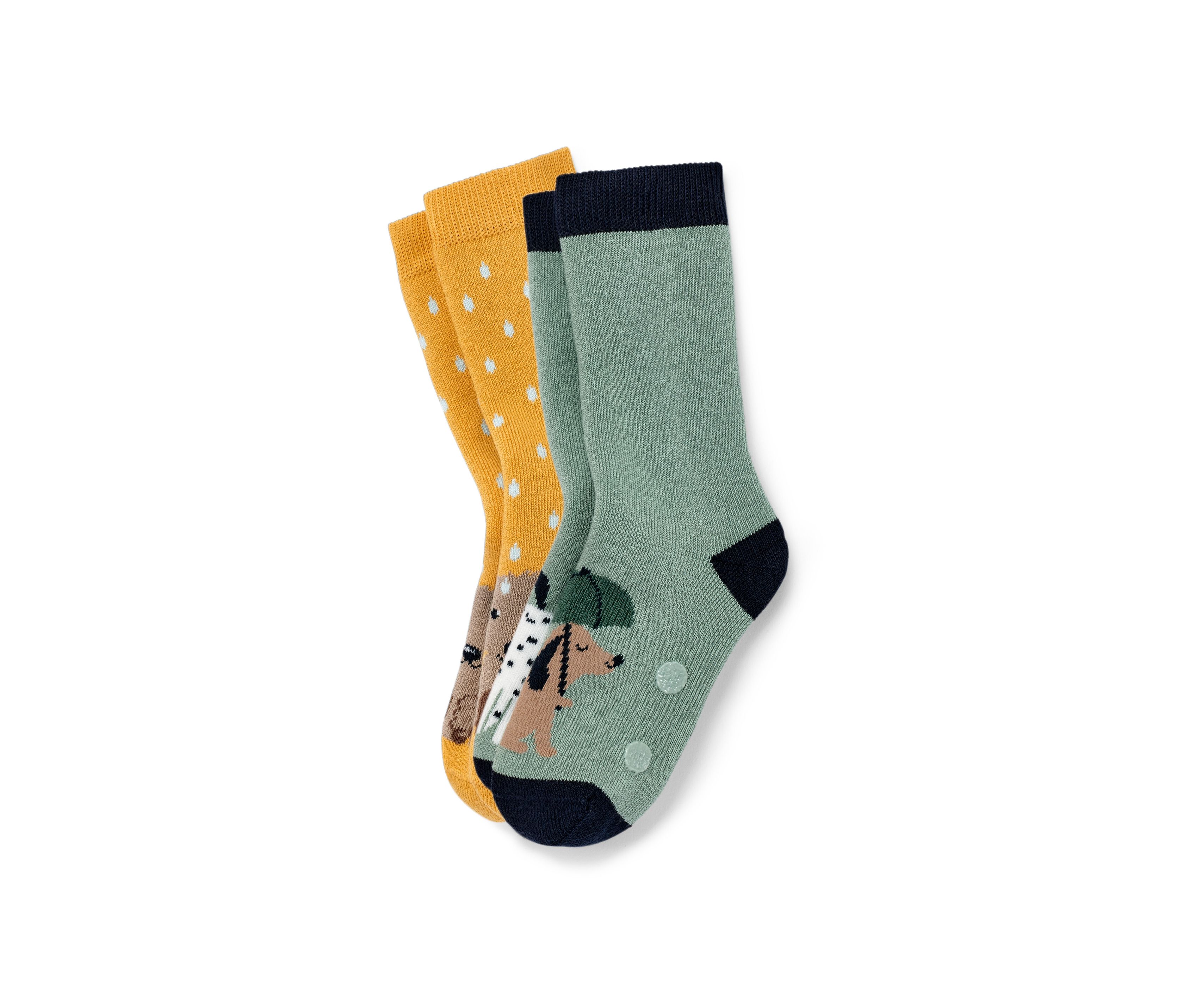 Tchibo - 2 Paar Kinder-Antirutsch-Socken - Herren - Gr. 23-26 - gelb/jacquard