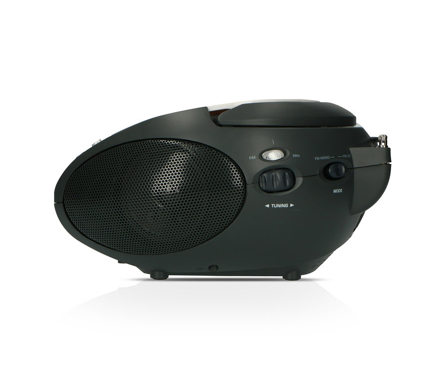 Weißer Lenco »SCD-24 Boombox« CD-Player mit Radio und Kopfhöreranschluss.