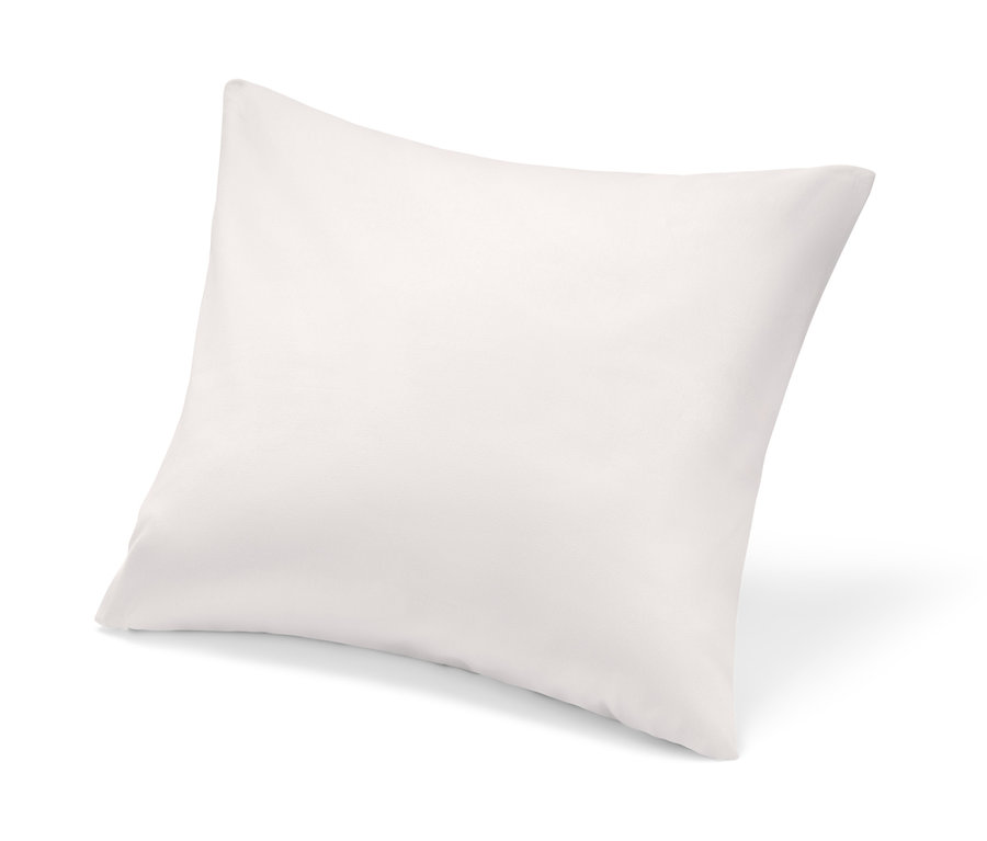 Ein weißer Dekokissen-Bezug.
