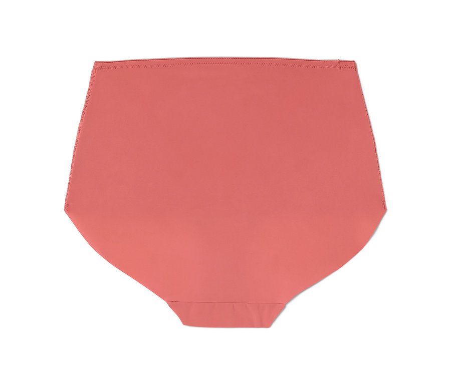 Aprikotfarbene Highwaist-Panty auf weißem Hintergrund.