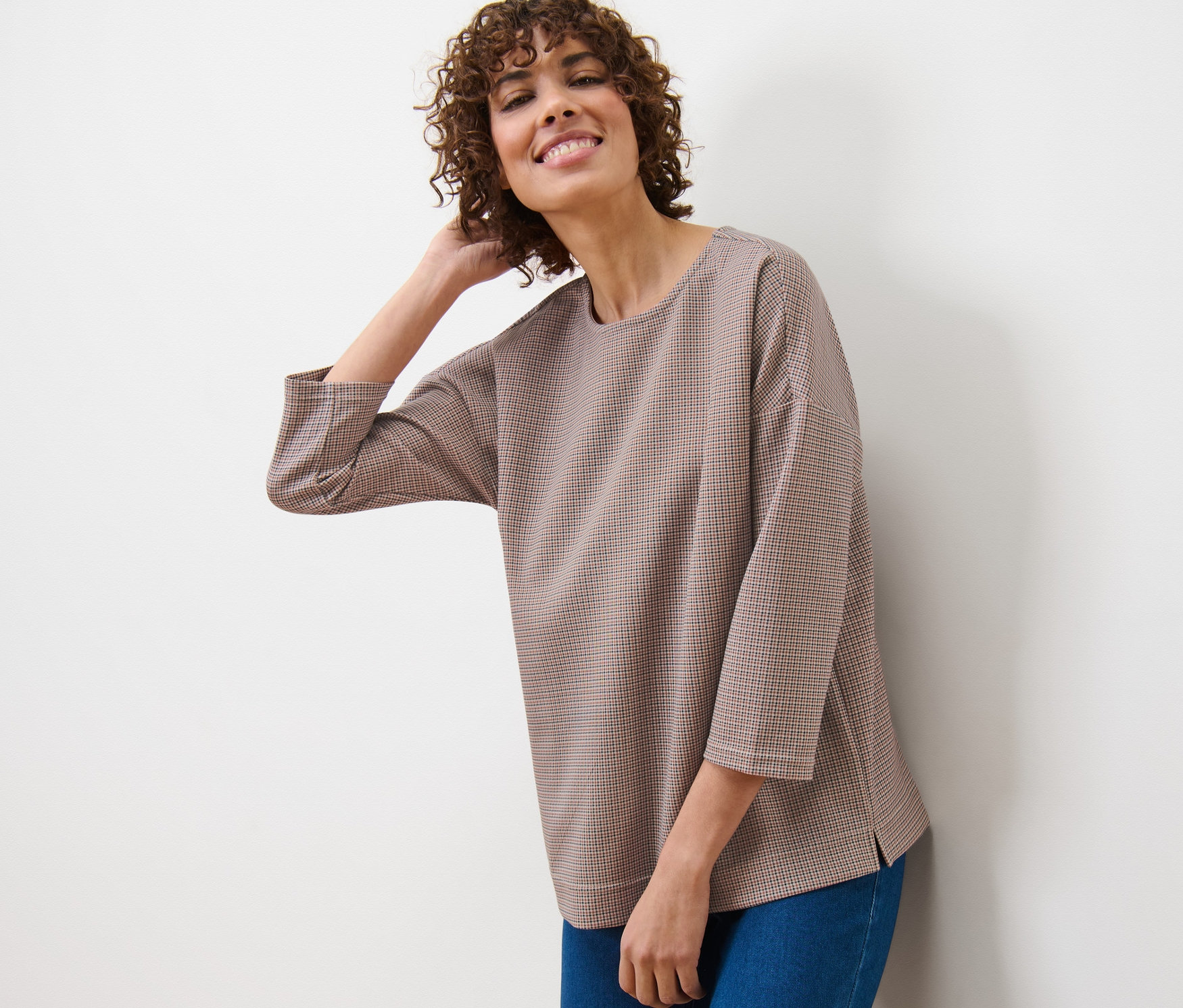 Thumbnail - Tchibo - Kariertes Sweatshirt - Damen - Gr. M - weiß/kariert