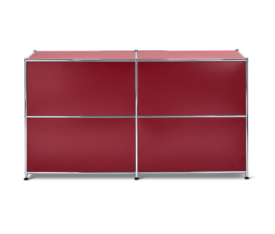 Rotes Sideboard »CN3« mit 4 Klappfächern.