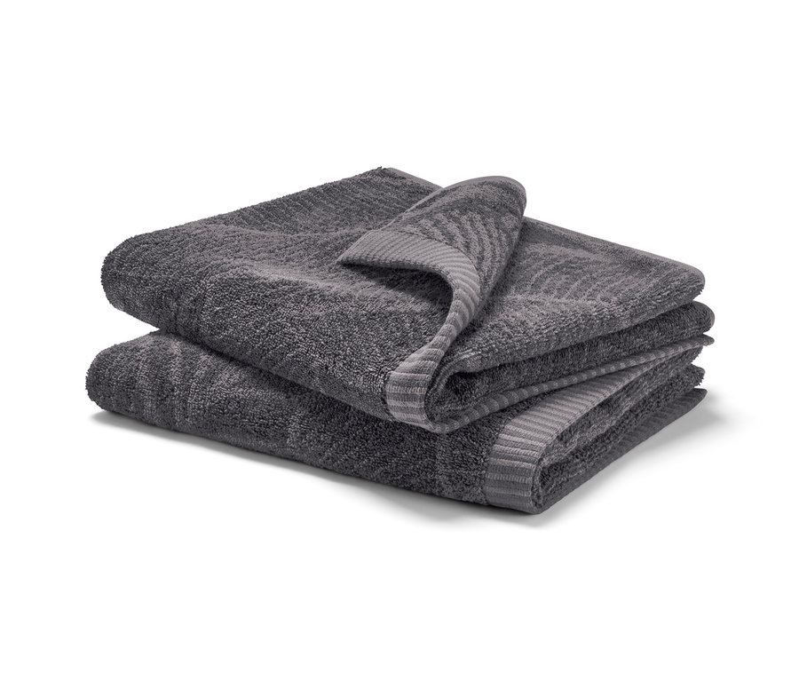 Stapel aus 2 Jacquard-Handtüchern in Anthrazit.
