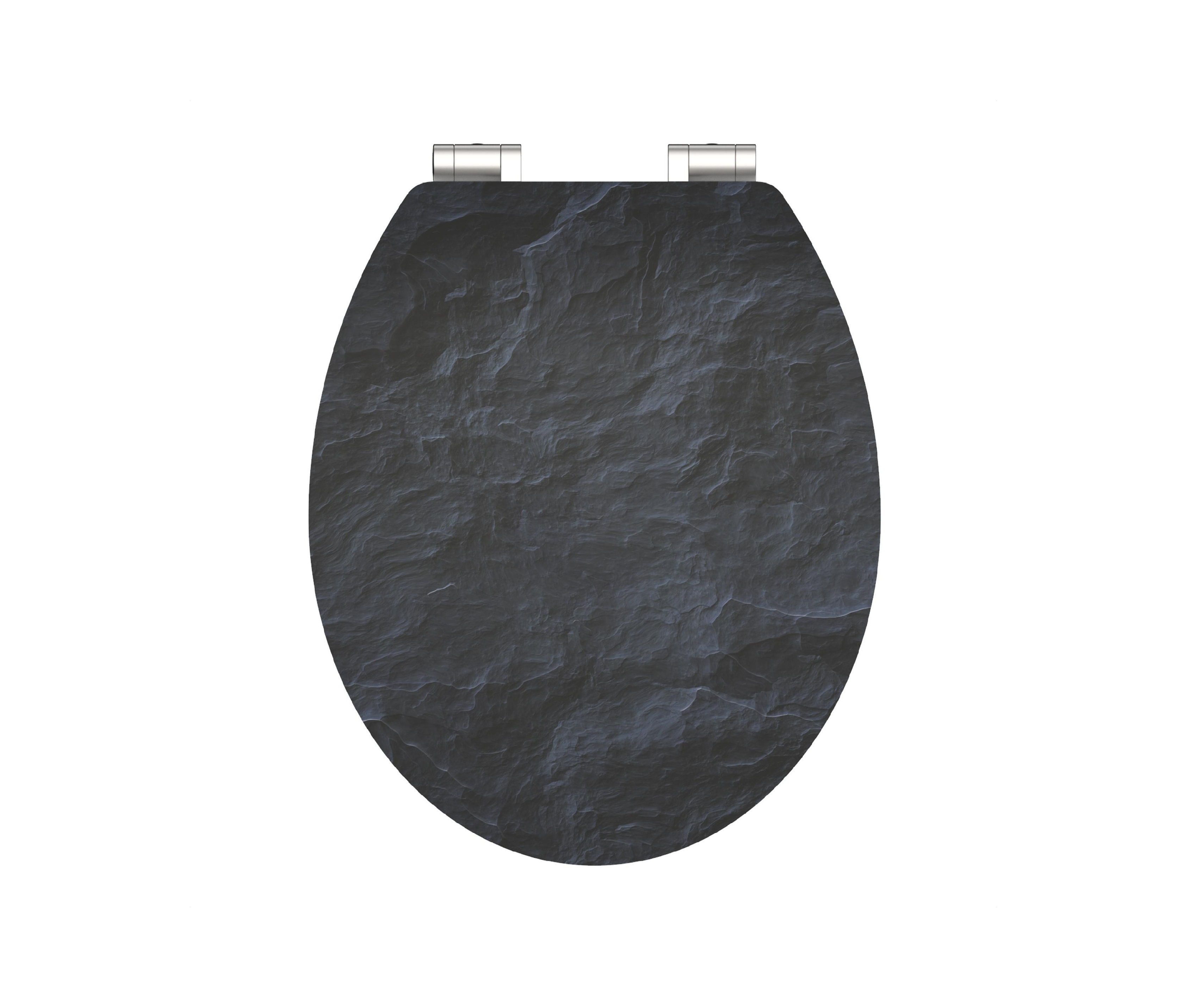 Thumbnail - Schütte MDF High-Gloss WC-Sitz mit Absenkautomatik »Black Stone« - weiß