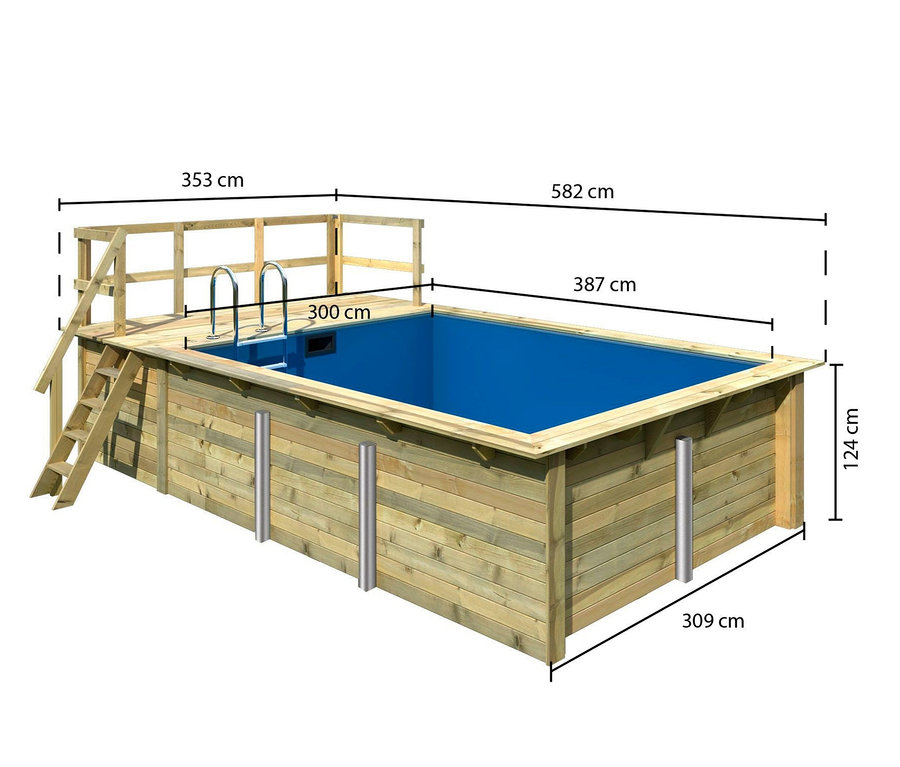 Abbildung des rechteckigen Karibu Gartenpool-Sets »Modell 2«, ca. 580 x 350 cm.