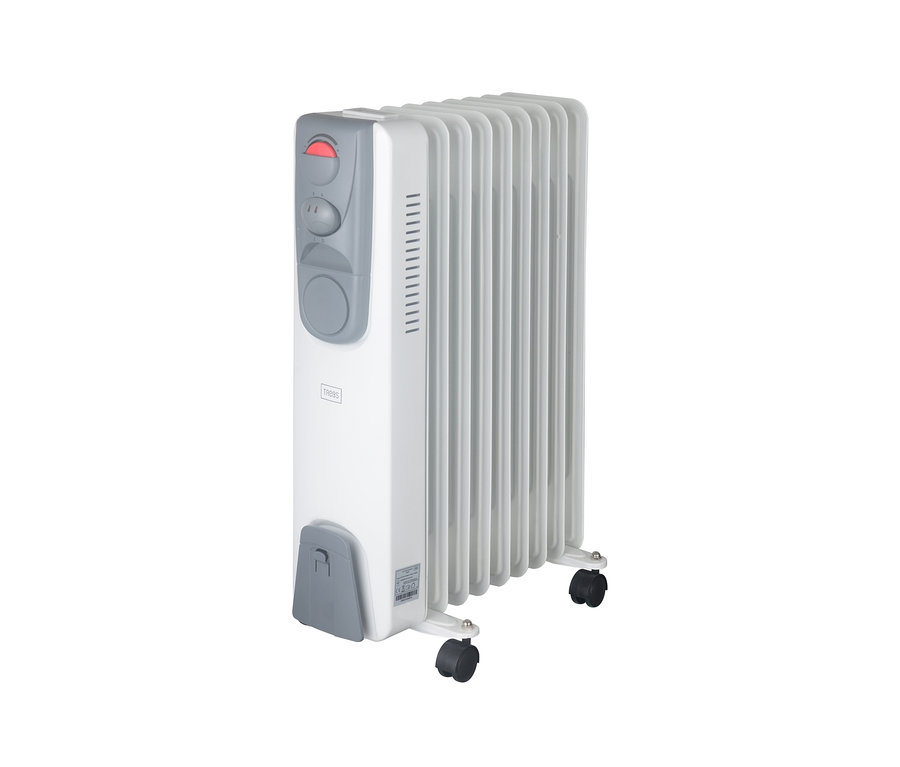 Weißes Ölheizgerät »99405« mit grauen Bedienelementen und Rollen.