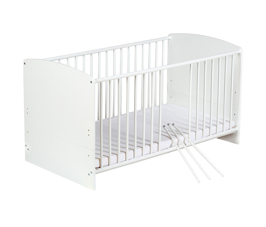 Weißes Schardt Babybett-Set »Classic«, ca. 70 x 140 cm mit weißer Matratze.